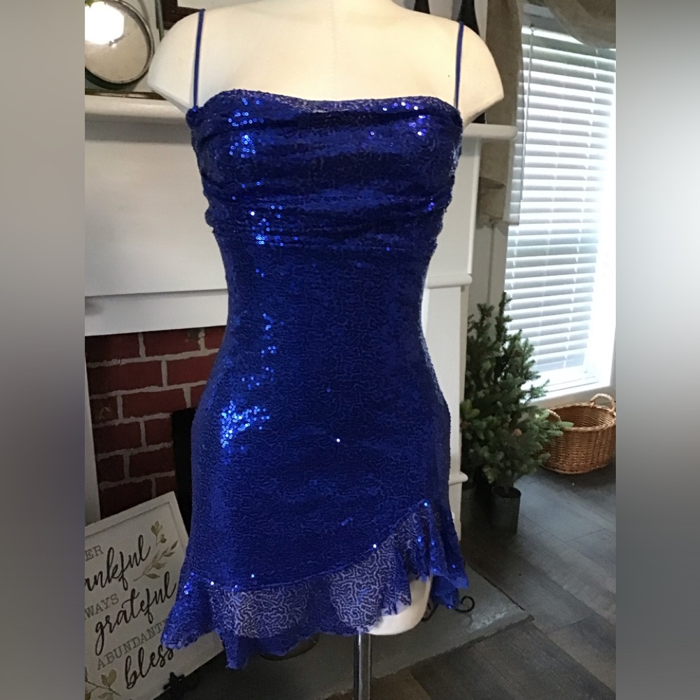 Lucy in the sky blue tee strap sequin dress.EUC